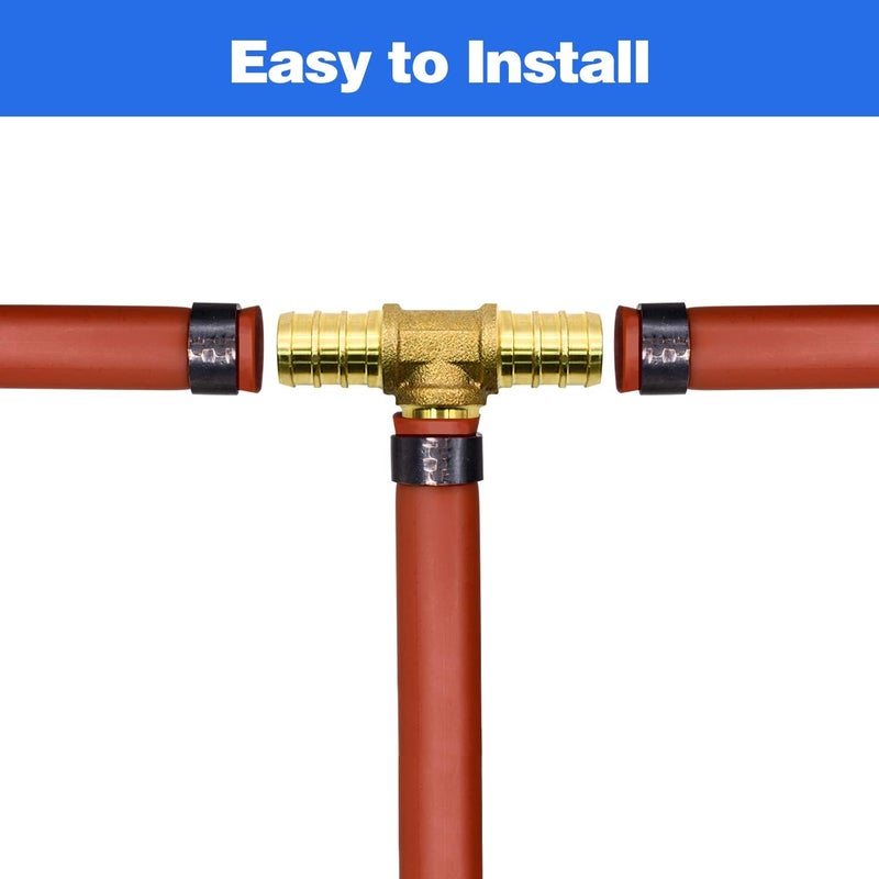 Ruby Q 10 Pack 3/4" PEX Fittings, Brass Tee Fittings, for PEX Tubing Pipe - Image 4